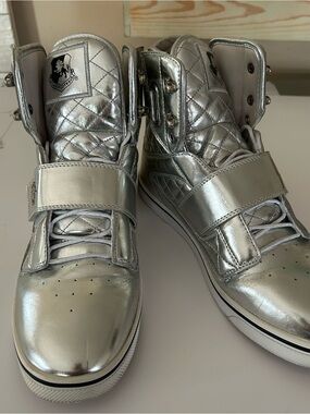 Vlado Metallic Silver High-Top Sneakers for Men size 10
